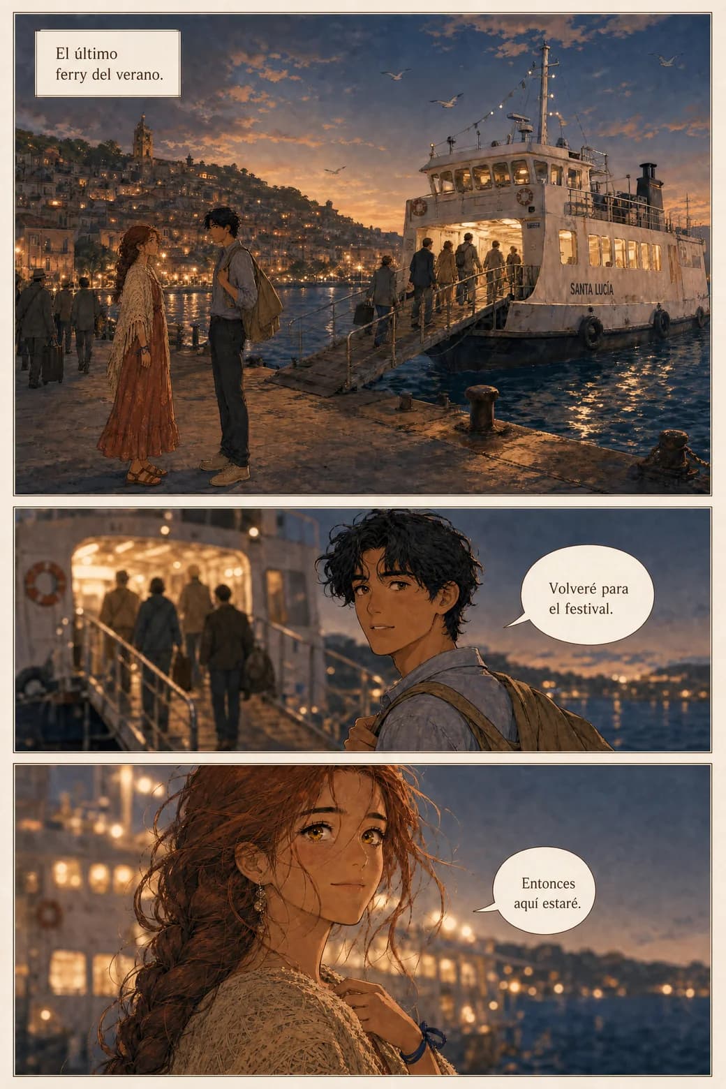 The identical page lettered in Spanish — same panels, same faces, same bubbles