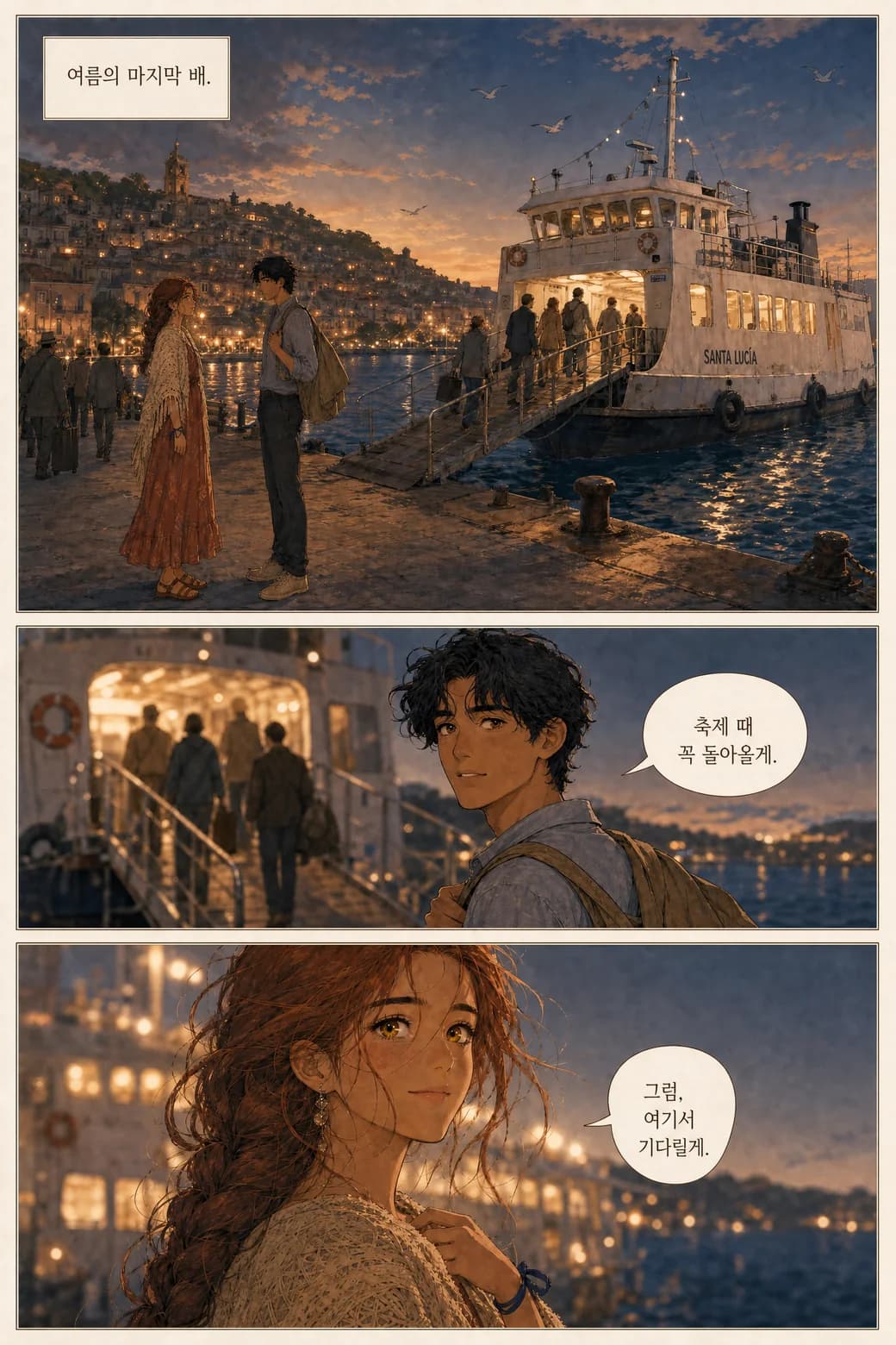 The identical page lettered in Korean — same panels, same faces, same bubbles